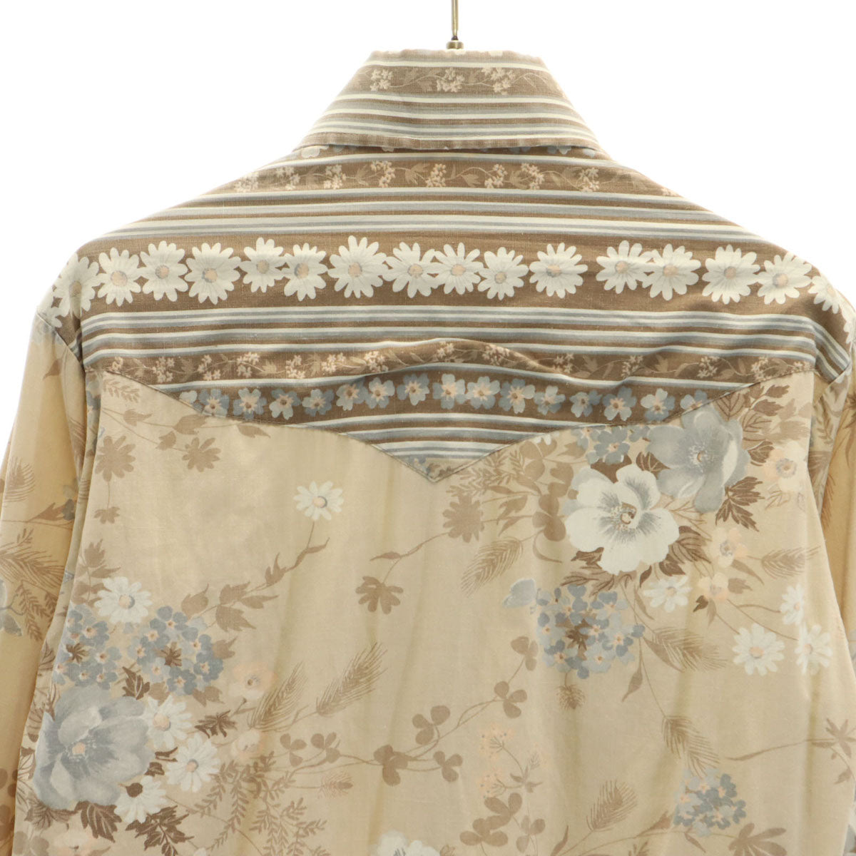 western trends by panhandle slim 70s 80s ヴィンテージ 花柄 長袖 ウエスタンシャツ S ベージュ メンズ