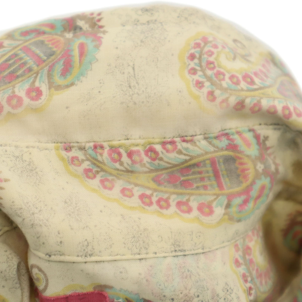 70s ヴィンテージ 総柄 長袖 シャツ S アイボリー系 メンズ