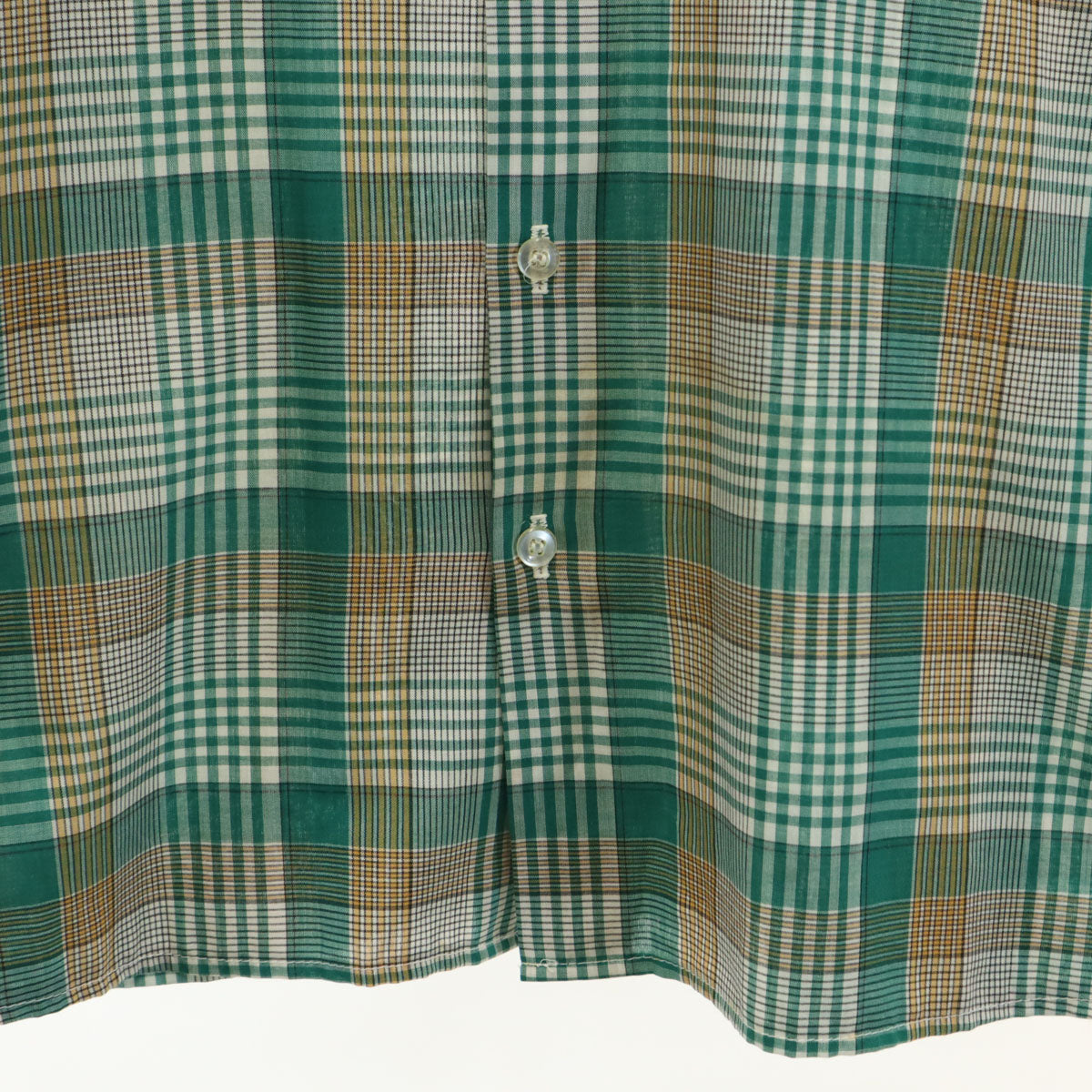 Gillent 70s 80s ヴィンテージ チェック柄 長袖 シャツ グリーン メンズ