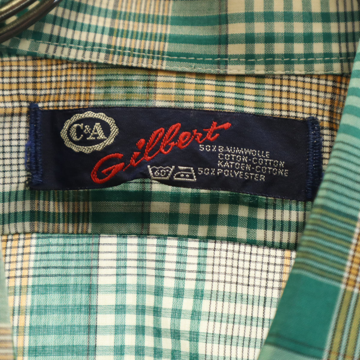 Gillent 70s 80s ヴィンテージ チェック柄 長袖 シャツ グリーン メンズ