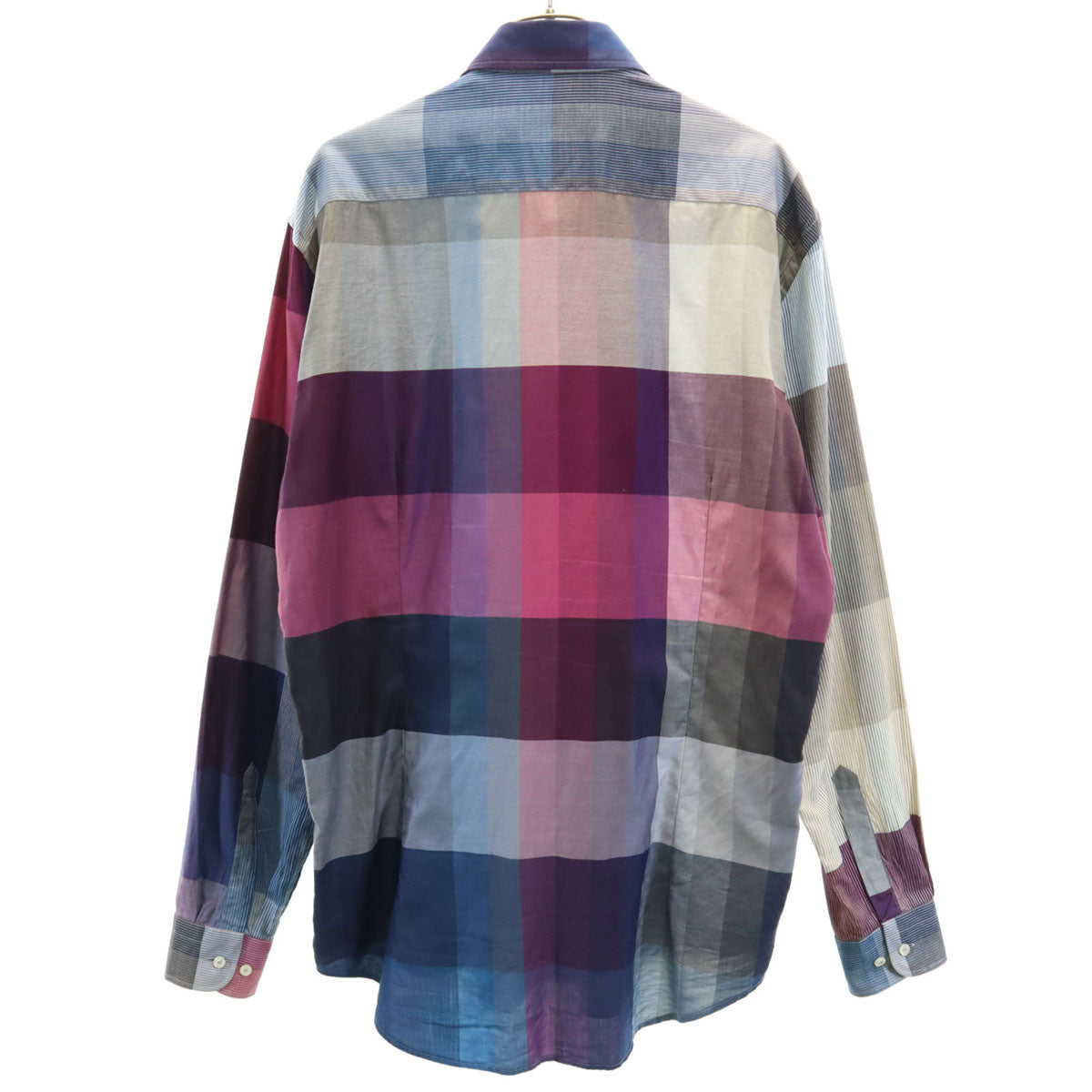 ETRO エトロ イタリア製 チェック柄 長袖 ボタンダウンシャツ 41 マルチ メンズ