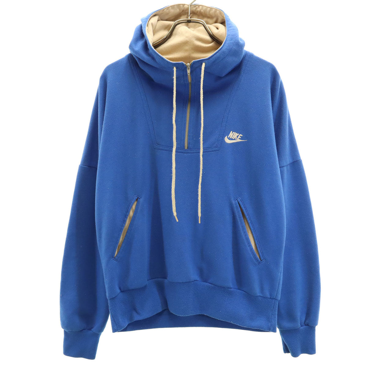 NIKE ナイキ 80s 紺タグ ヴィンテージ 長袖 ハーフジップ スウェットパーカー S ブルー メンズ