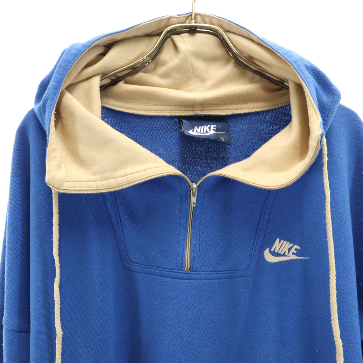 NIKE ナイキ 80s 紺タグ ヴィンテージ 長袖 ハーフジップ スウェットパーカー S ブルー メンズ