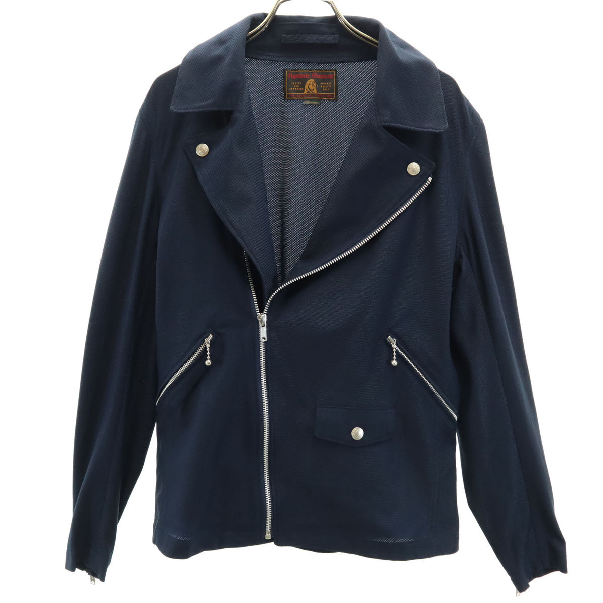 HYSTERIC GLAMOUR ヒステリックグラマー ダブルライダースジャケット M ネイビー レディース