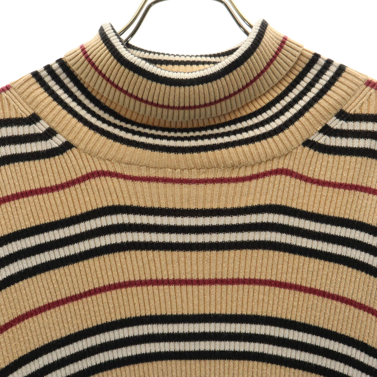 BURBERRY BLACK LABEL バーバリーブラックレーベル ノバチェック 長袖 タートルネック リブ ニット 2 ベージュ 三陽商会 レディース