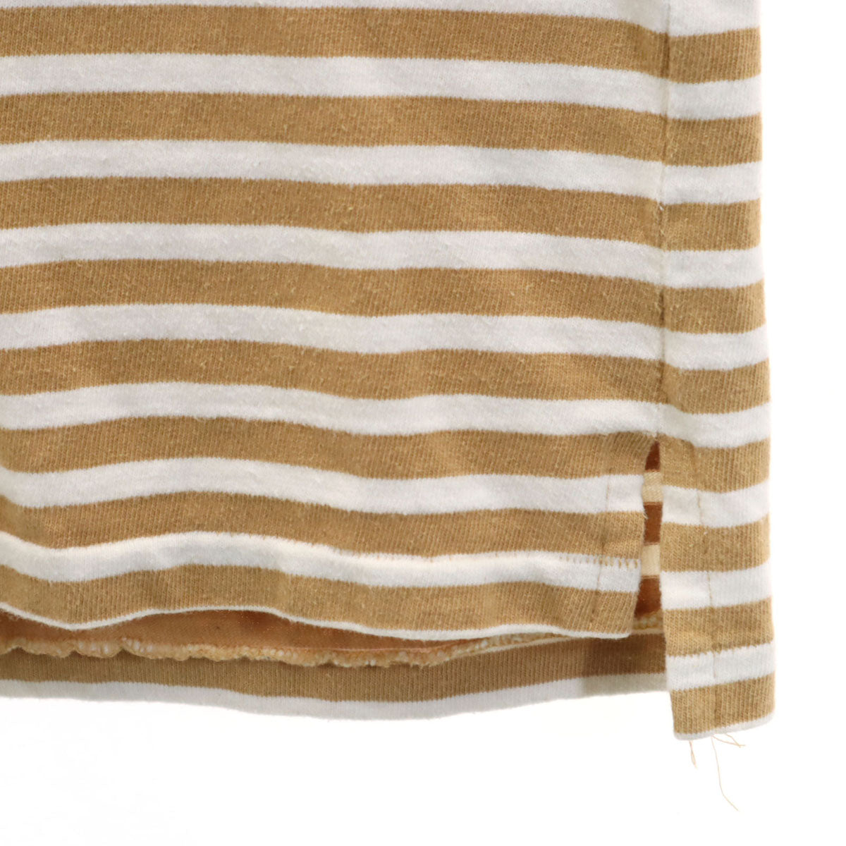 REMI RELIEF レミレリーフ 日本製 ボーダー柄 長袖 Tシャツ L ベージュ ロンT ポケT メンズ