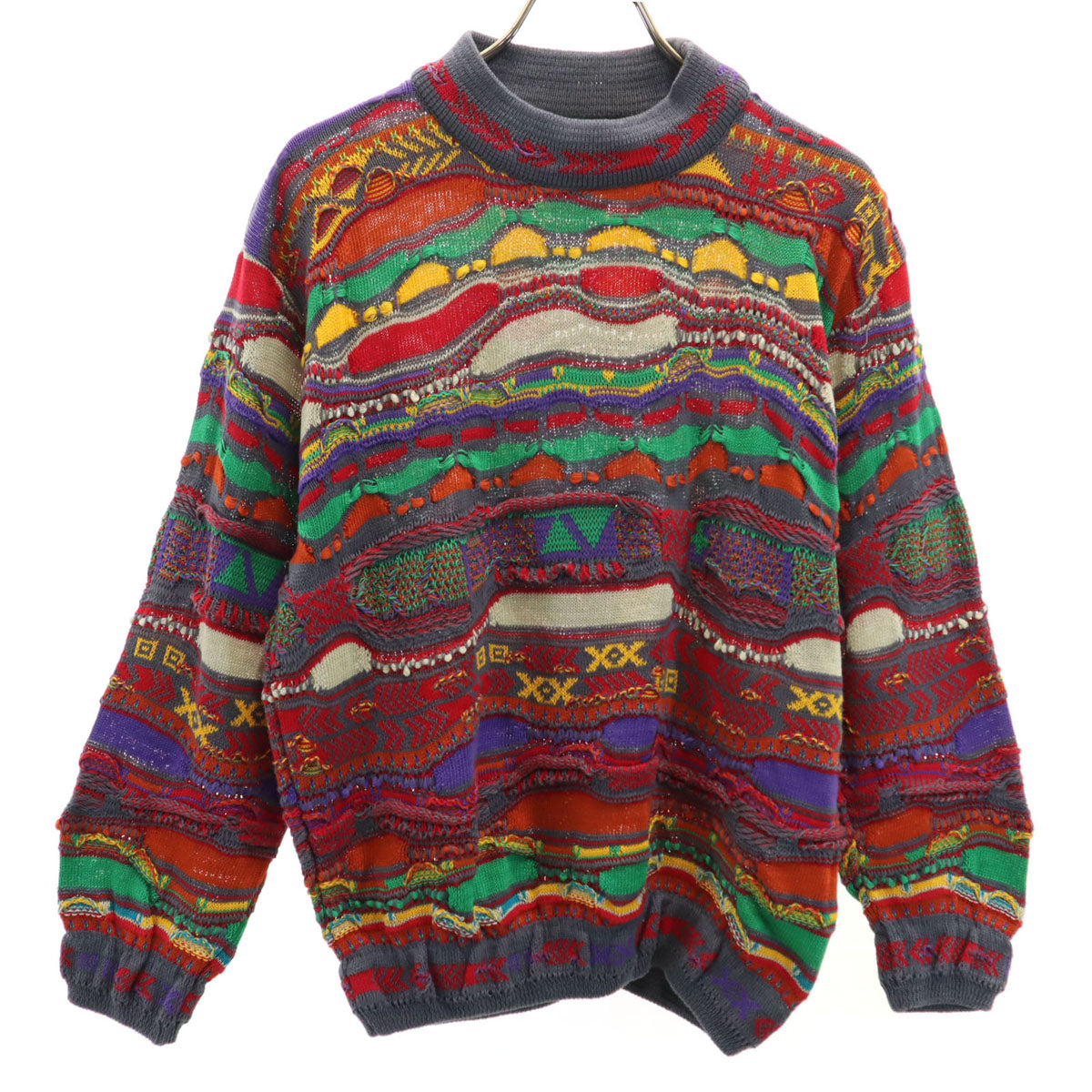 COOGI クージー オーストラリア製 総柄 長袖 3D ニット 12-14 マルチ セーター キッズ