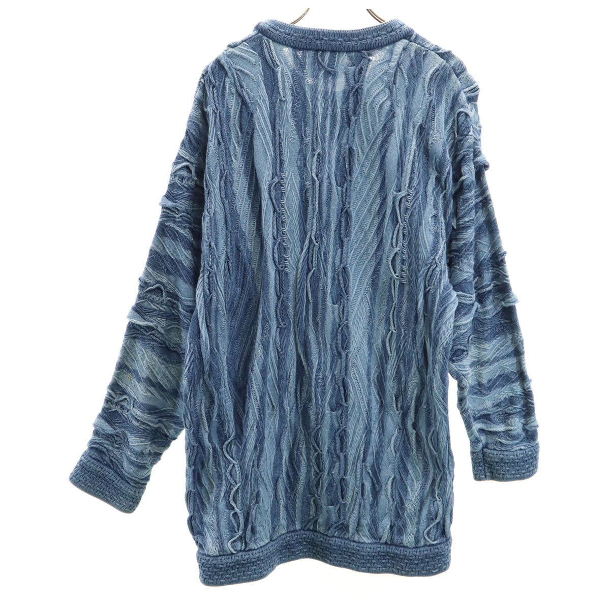COOGI BLUES クージーブルース オーストラリア製 総柄 長袖 インディゴ染め 3D ニット L ブルー系 セーター メンズ