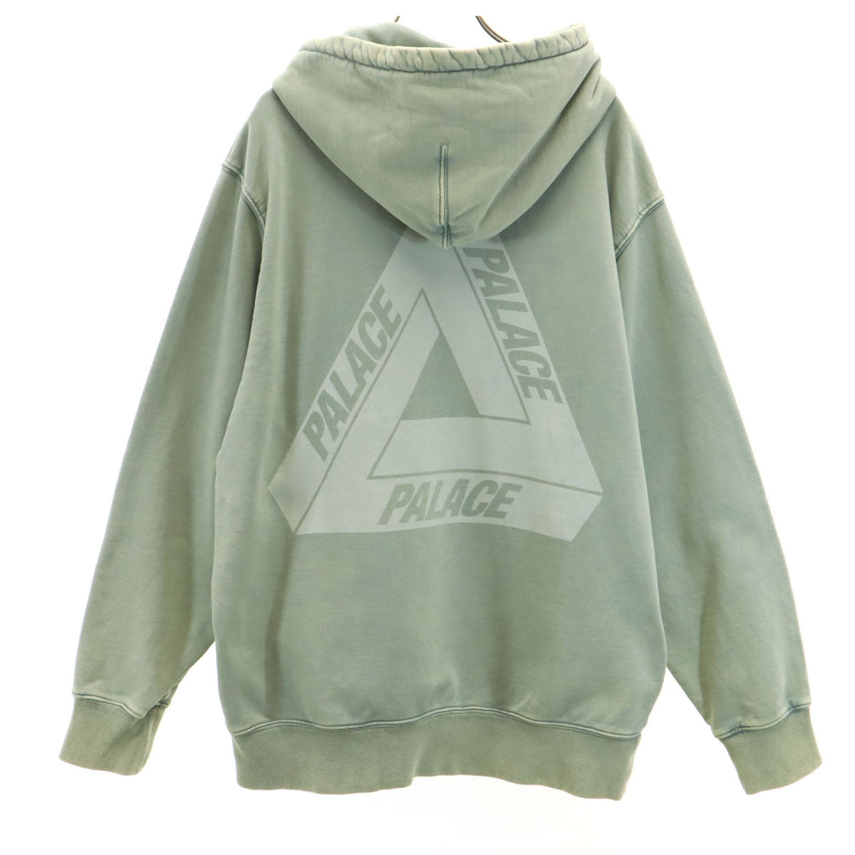 PALACE パレス バックロゴ 長袖 ウォッシュ加工 スウェットパーカー L グリーングレー系 メンズ