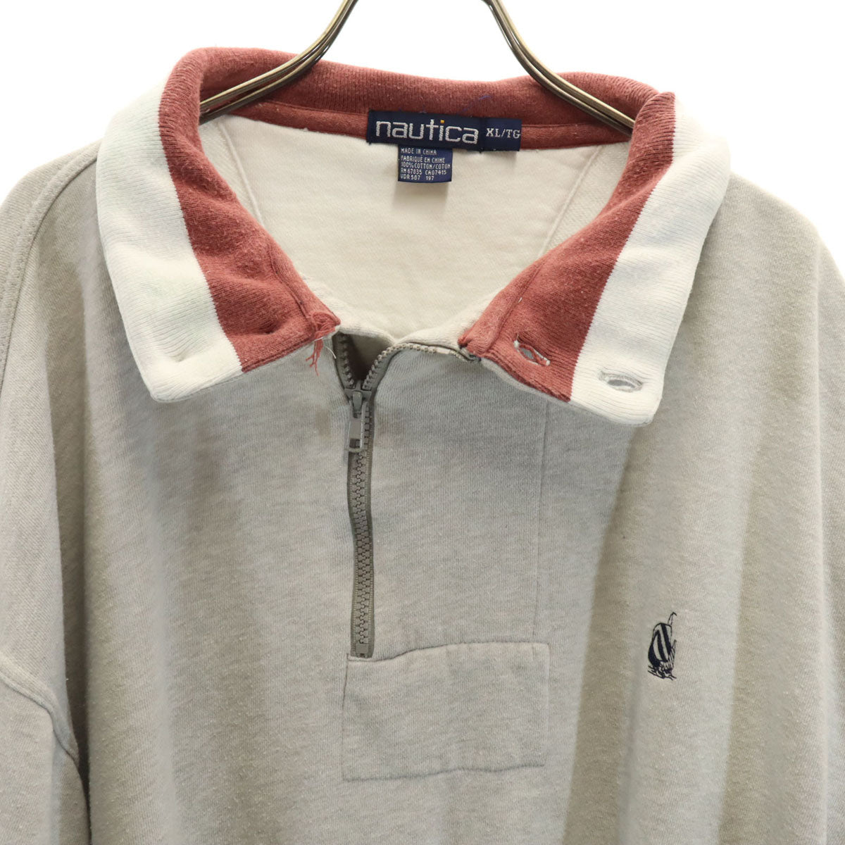 NAUTICA ノーティカ 90s オールド 長袖 ハーフジップ スウェット XL グレー メンズ