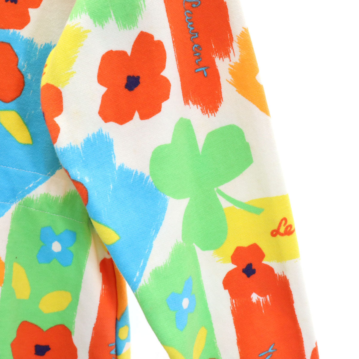 YVES SAINT LAURENT イヴサンローラン 90s 日本製 オールド 花柄 長袖 スウェット ワンピース 130 マルチ キッズ