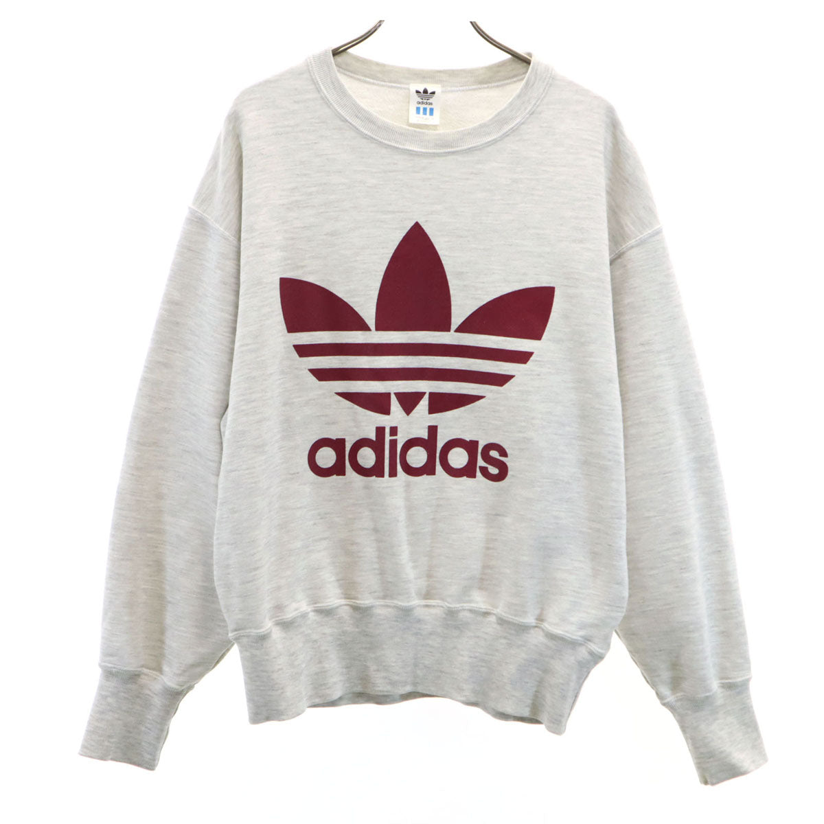 adidas アディダス 80s ヴィンテージ トレフォイルロゴ 長袖 スウェット トレーナー L グレー デサント メンズ