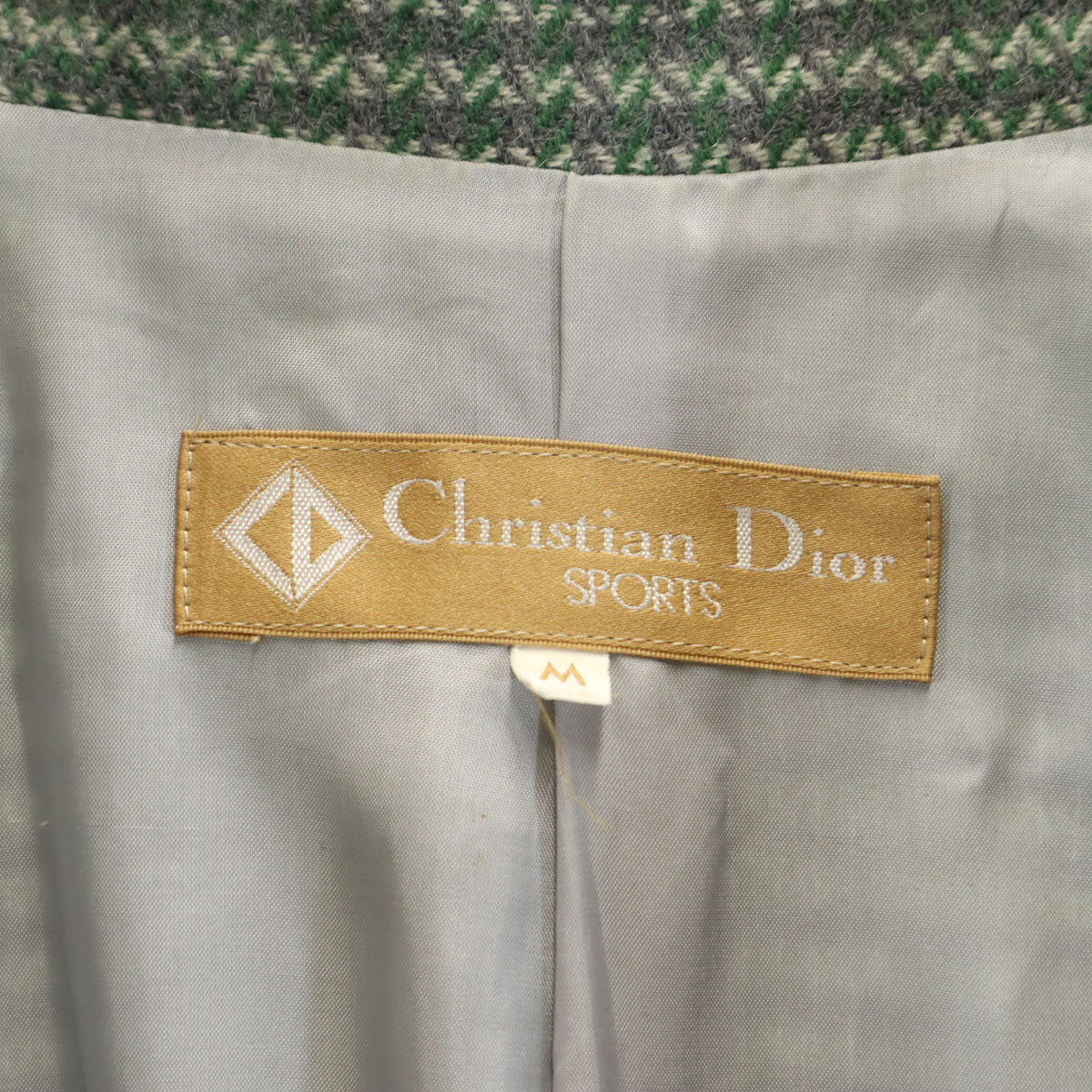 Christian Dior SPORTS クリスチャンディオールスポーツ 90s オールド 総柄 ツイード テーラードジャケット M グリーン系 レディース
