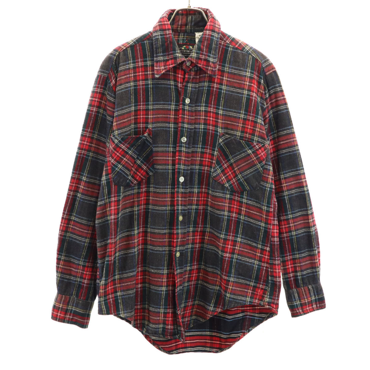FRUIT OF THE LOOM フルーツオブザルーム 70s ヴィンテージ チェック柄 長袖 ネルシャツ M 赤系 メンズ