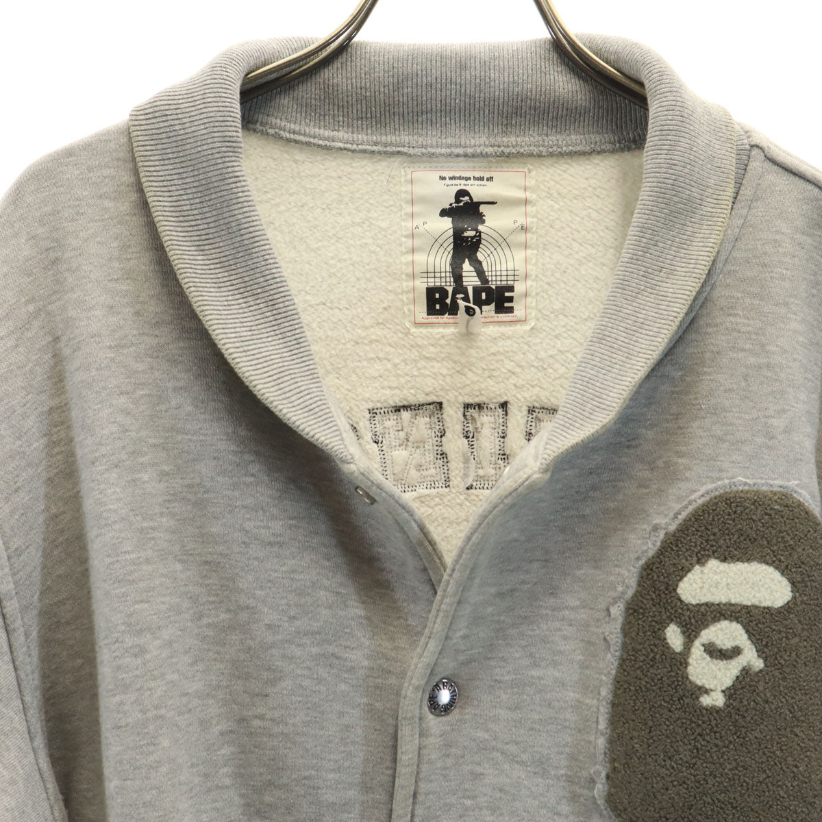 A BATHING APE アベイシングエイプ 日本製 スウェット スタジャン M グレー 裏起毛 メンズ