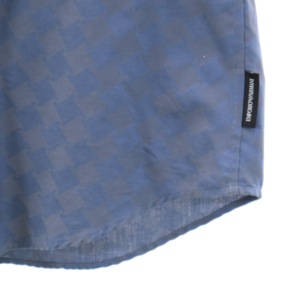 Emporio Armani エンポリオアルマーニ 総柄 長袖 スキッパー シャツ M ネイビー系 メンズ