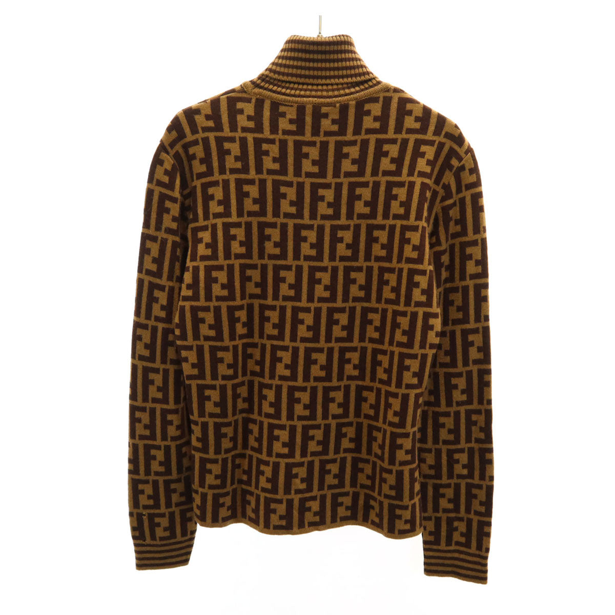 FENDI フェンディ 90s イタリア製 ウール オールド 総柄 長袖 タートルネック セーター 40 ブラウン系 ニット レディース