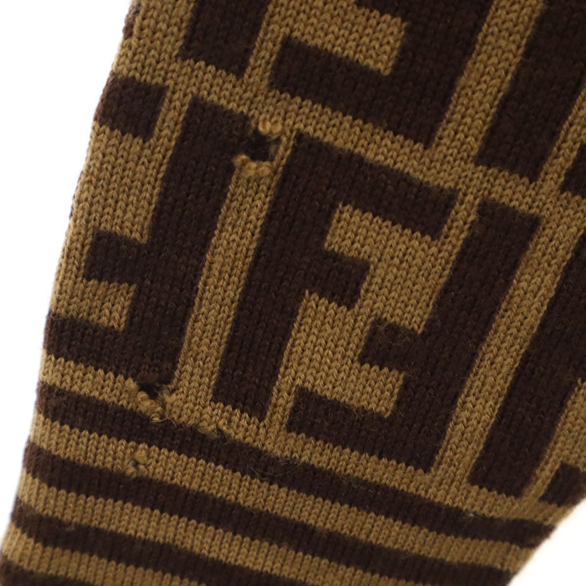 FENDI フェンディ 90s イタリア製 ウール オールド 総柄 長袖 タートルネック セーター 40 ブラウン系 ニット レディース