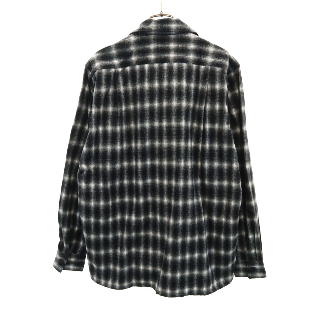 JOHN LAWRENCE SULLIVAN ジョンローレンスサリバン 日本製 チェック柄 長袖 オープンカラーシャツ 46 黒系 メンズ