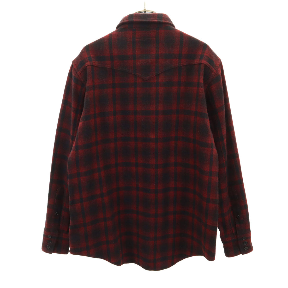 SAINT LAURENT PARIS サンローランパリ 日本製 ウールブレンド チェック柄 長袖 ウエスタンシャツ XL 赤系 メンズ