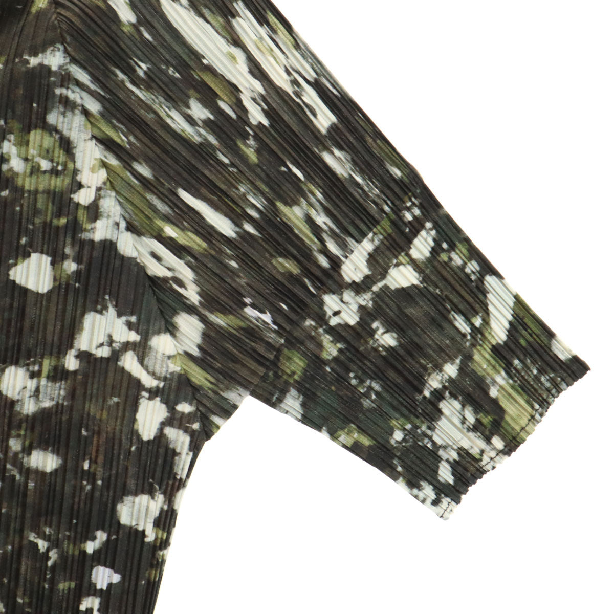 PLEATS PLEASE プリーツプリーズ 90s 日本製 オールド 総柄 半袖 オープンカラーシャツ 3 グリーン系 イッセイミヤケ レディース