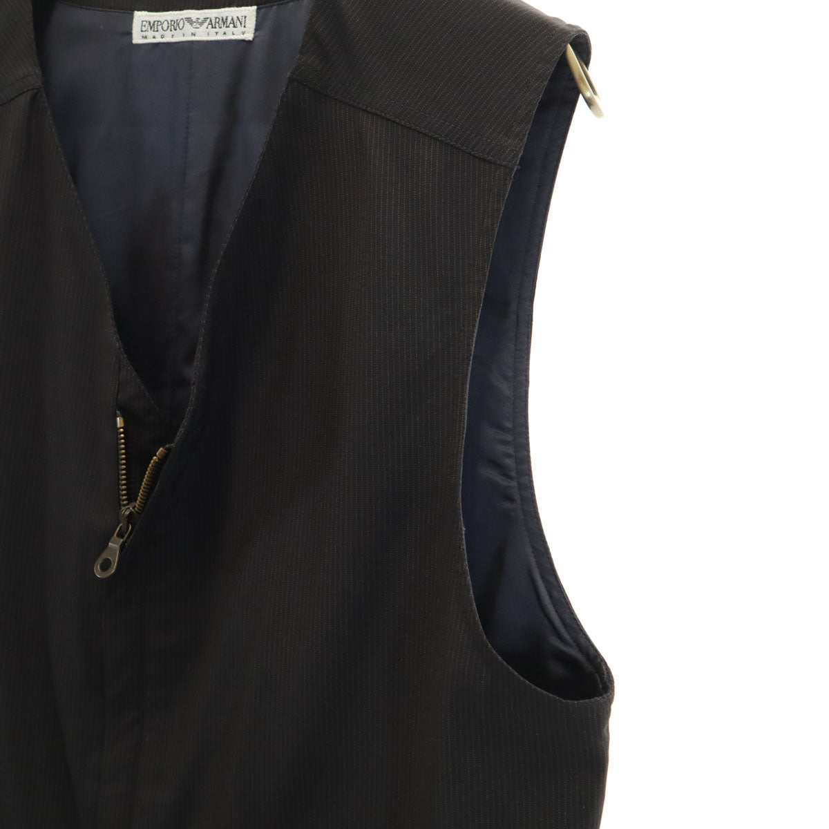 Emporio Armani エンポリオアルマーニ 90s イタリア製 オールド ストライプ柄 ベスト 46 ブラック メンズ