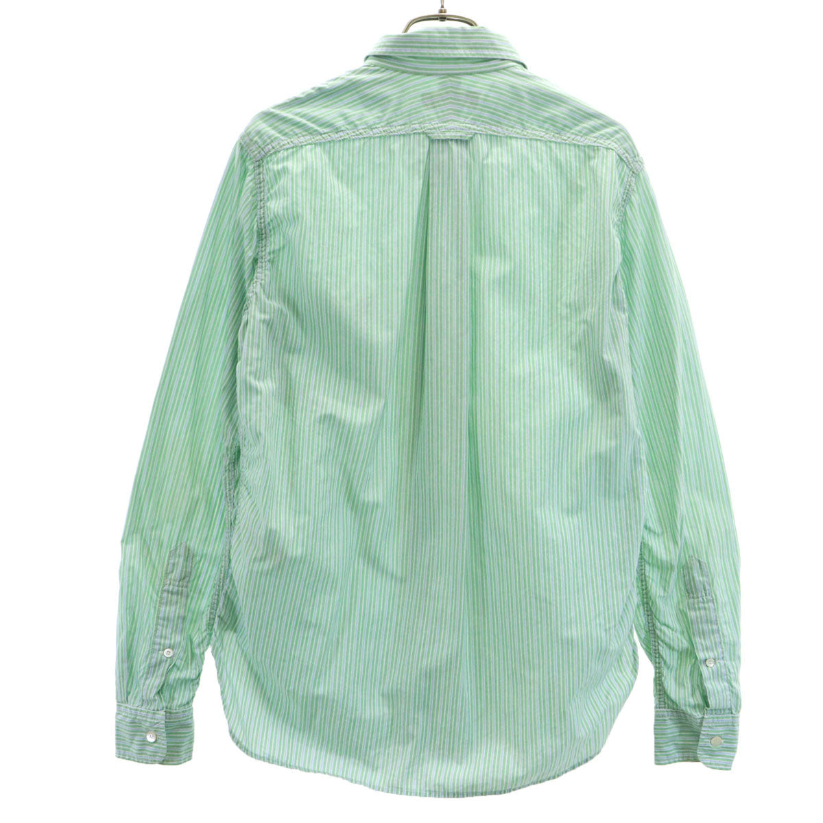 COMME des GARCONS HOMME コムデギャルソンオム 日本製 ストライプ柄 長袖 コットンシャツ XS グリーン メンズ