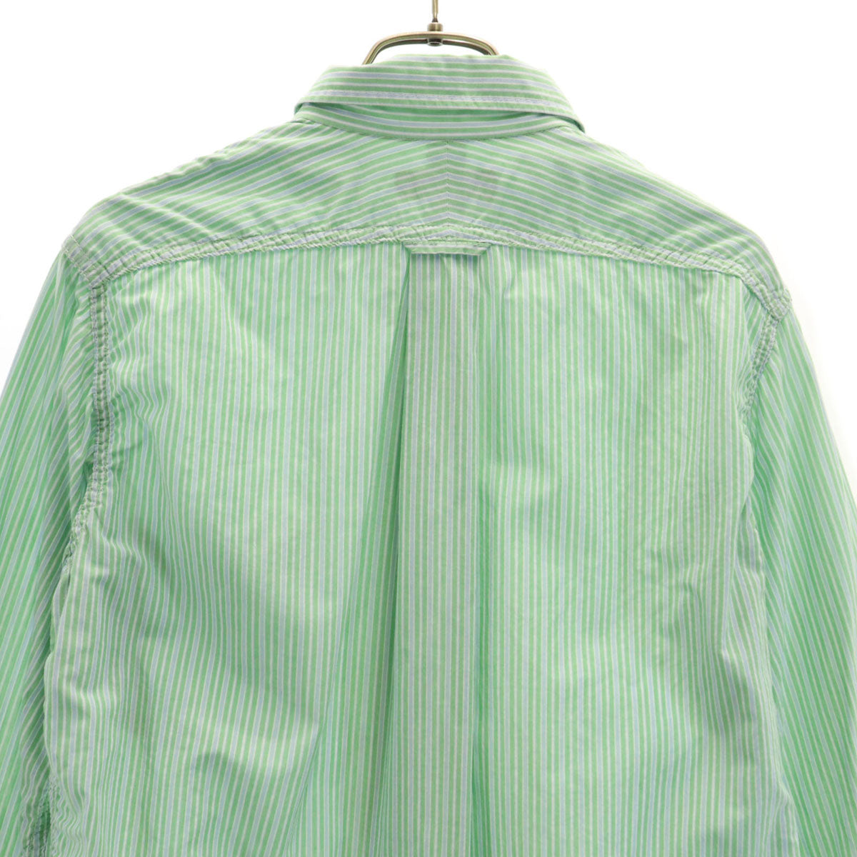 COMME des GARCONS HOMME コムデギャルソンオム 日本製 ストライプ柄 長袖 コットンシャツ XS グリーン メンズ