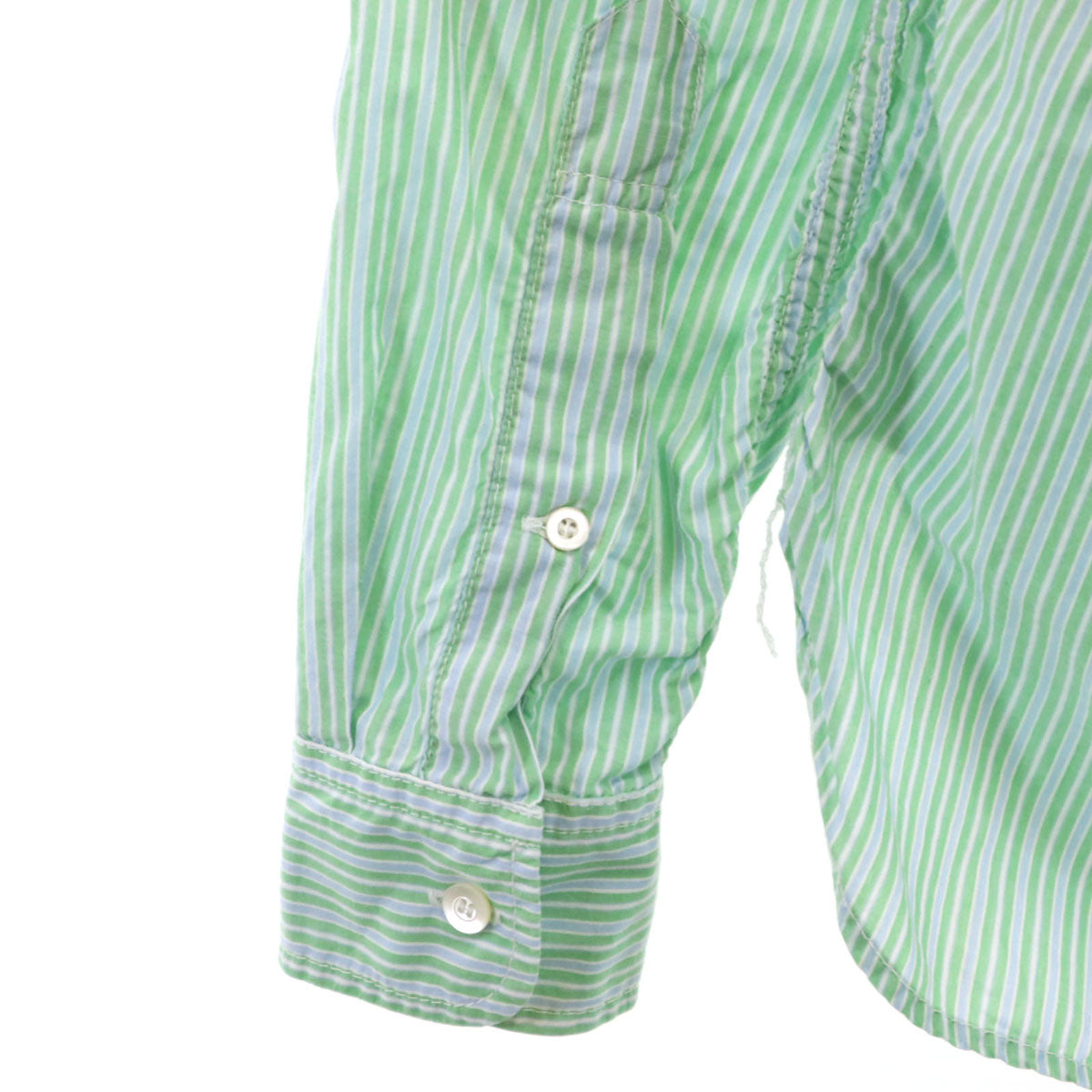 COMME des GARCONS HOMME コムデギャルソンオム 日本製 ストライプ柄 長袖 コットンシャツ XS グリーン メンズ