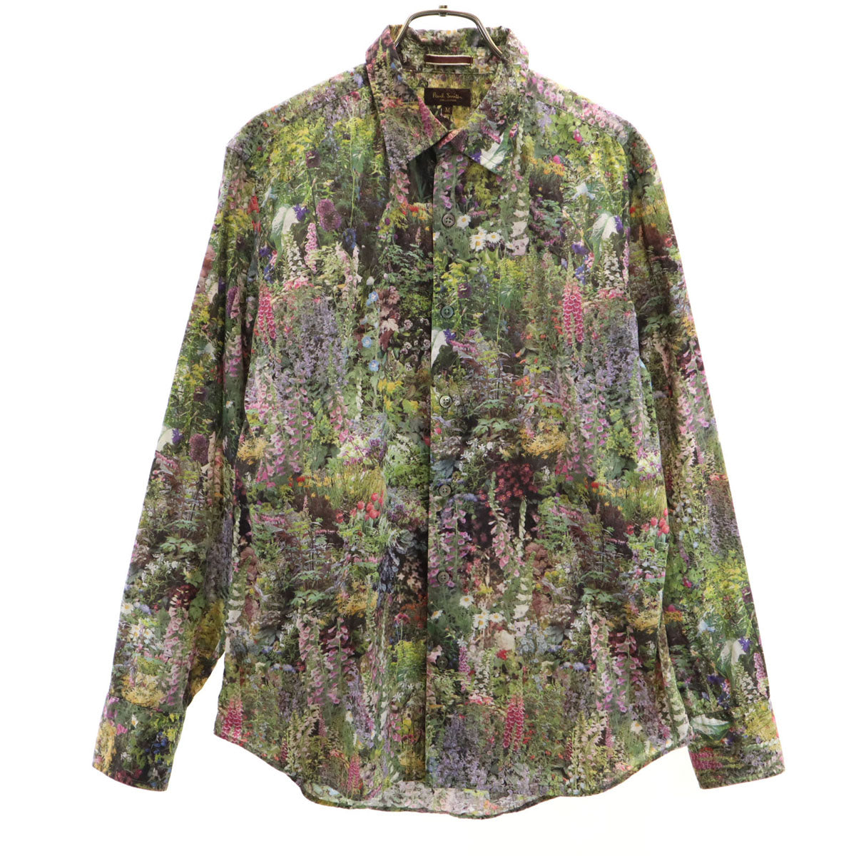PAUL SMITH COLLECTION ポールスミスコレクション 日本製 フラワー フォトプリント 長袖 シャツ M グリーン系 メンズ