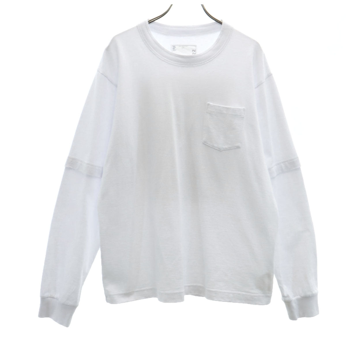 Sacai サカイ 日本製 バック プリント 長袖 Tシャツ 2 ホワイト ポケT メンズ