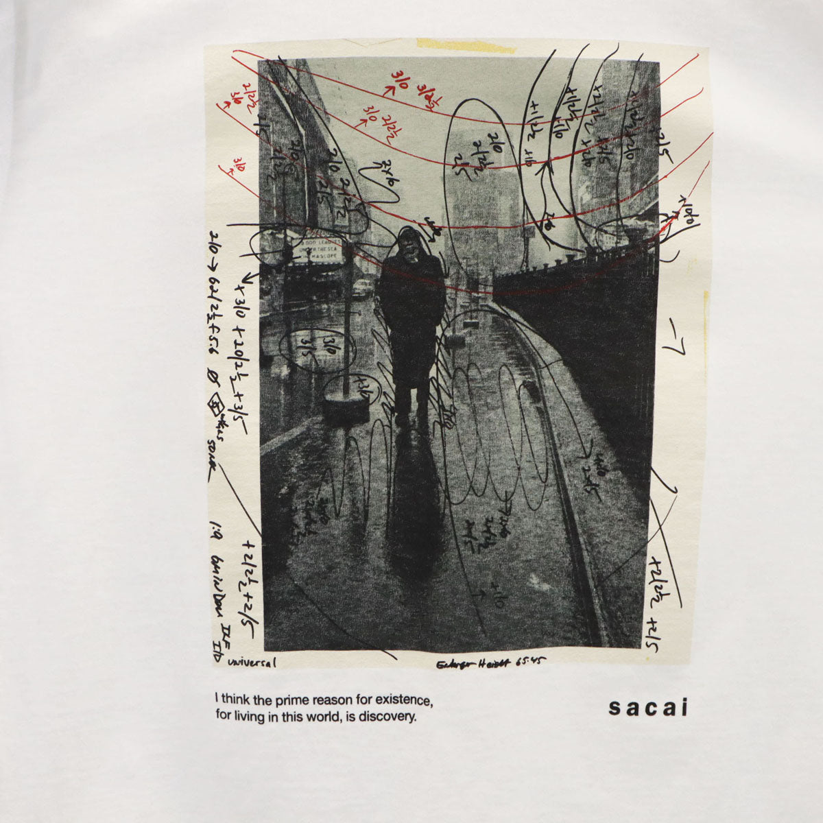 Sacai サカイ 日本製 バック プリント 長袖 Tシャツ 2 ホワイト ポケT メンズ