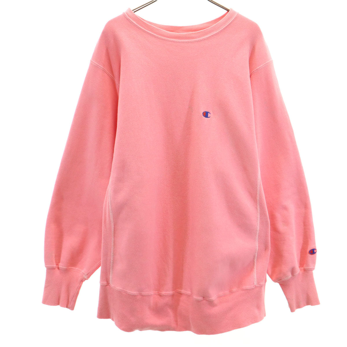 Champion チャンピオン 90s 00s リバースウィーブ オールド 刺繍タグ 長袖 スウェット トレーナー L ピンク 裏起毛 メンズ