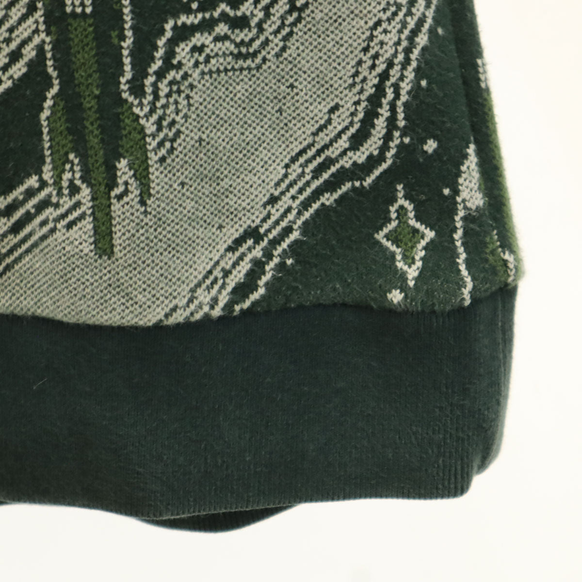 MAISON KITSUNE メゾンキツネ 総柄 長袖 トレーナー S グリーン系 裏起毛 メンズ