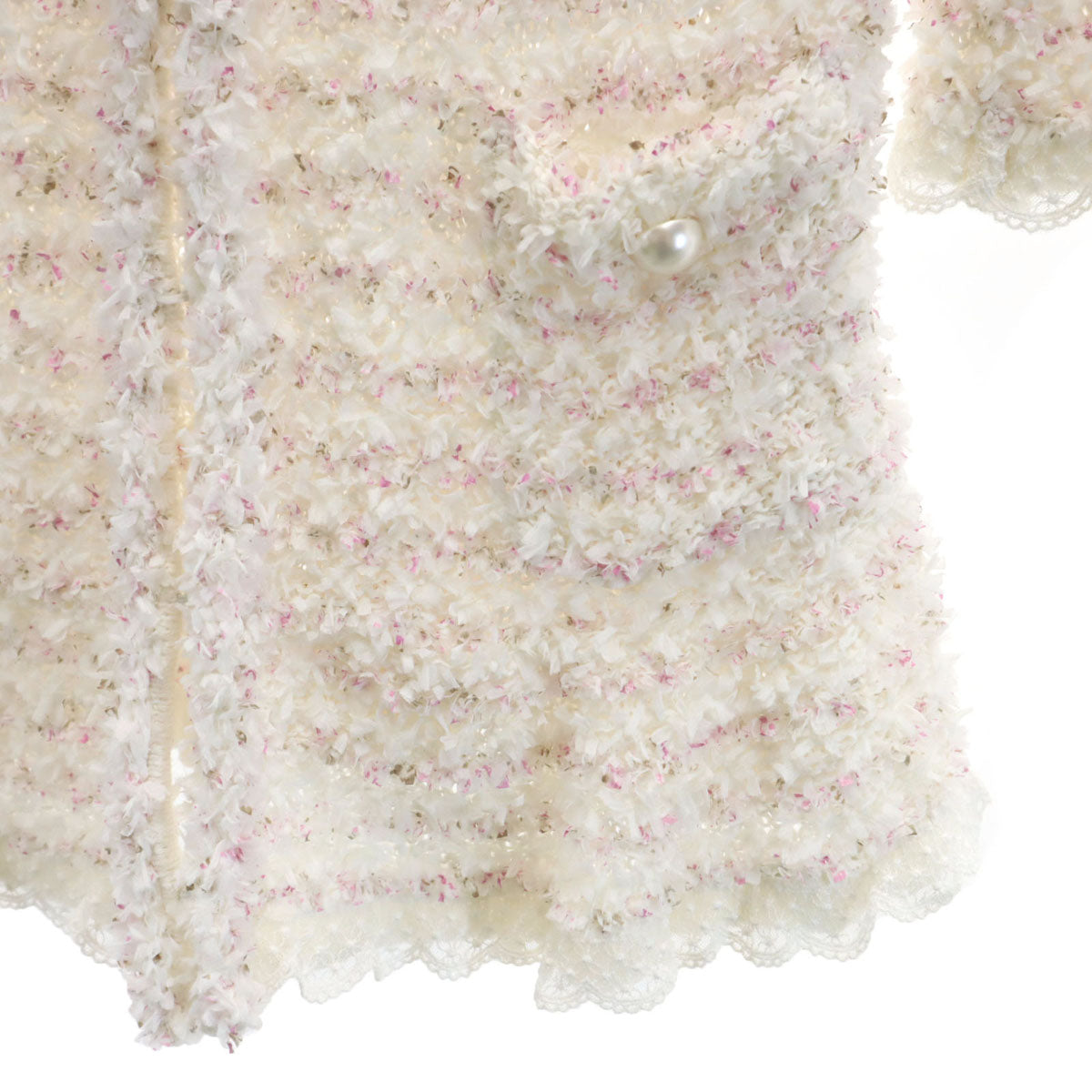 Rene ルネ 日本製 半袖 ツイード ニット 34 ホワイト レディース