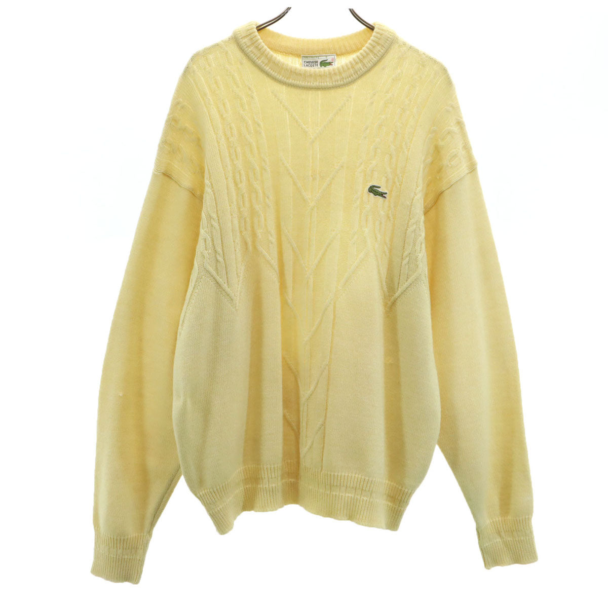 CHEMISE LACOSTE シュミーズラコステ 70s 80s フランス製 ヴィンテージ 長袖 セーター 5 イエロー ニット メンズ