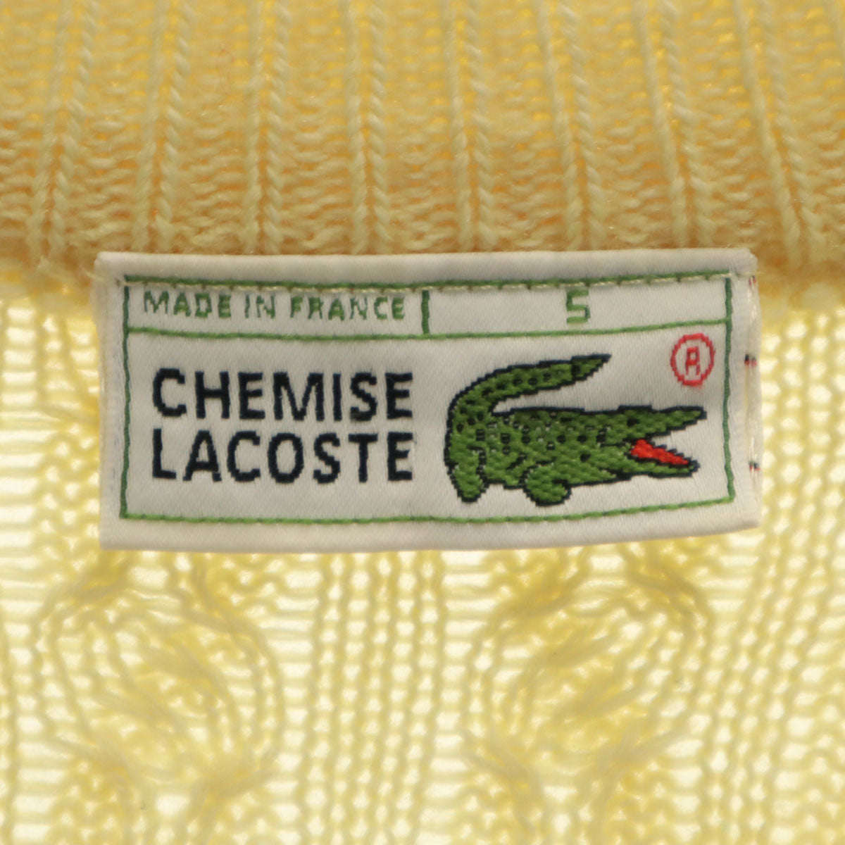 CHEMISE LACOSTE シュミーズラコステ 70s 80s フランス製 ヴィンテージ 長袖 セーター 5 イエロー ニット メンズ