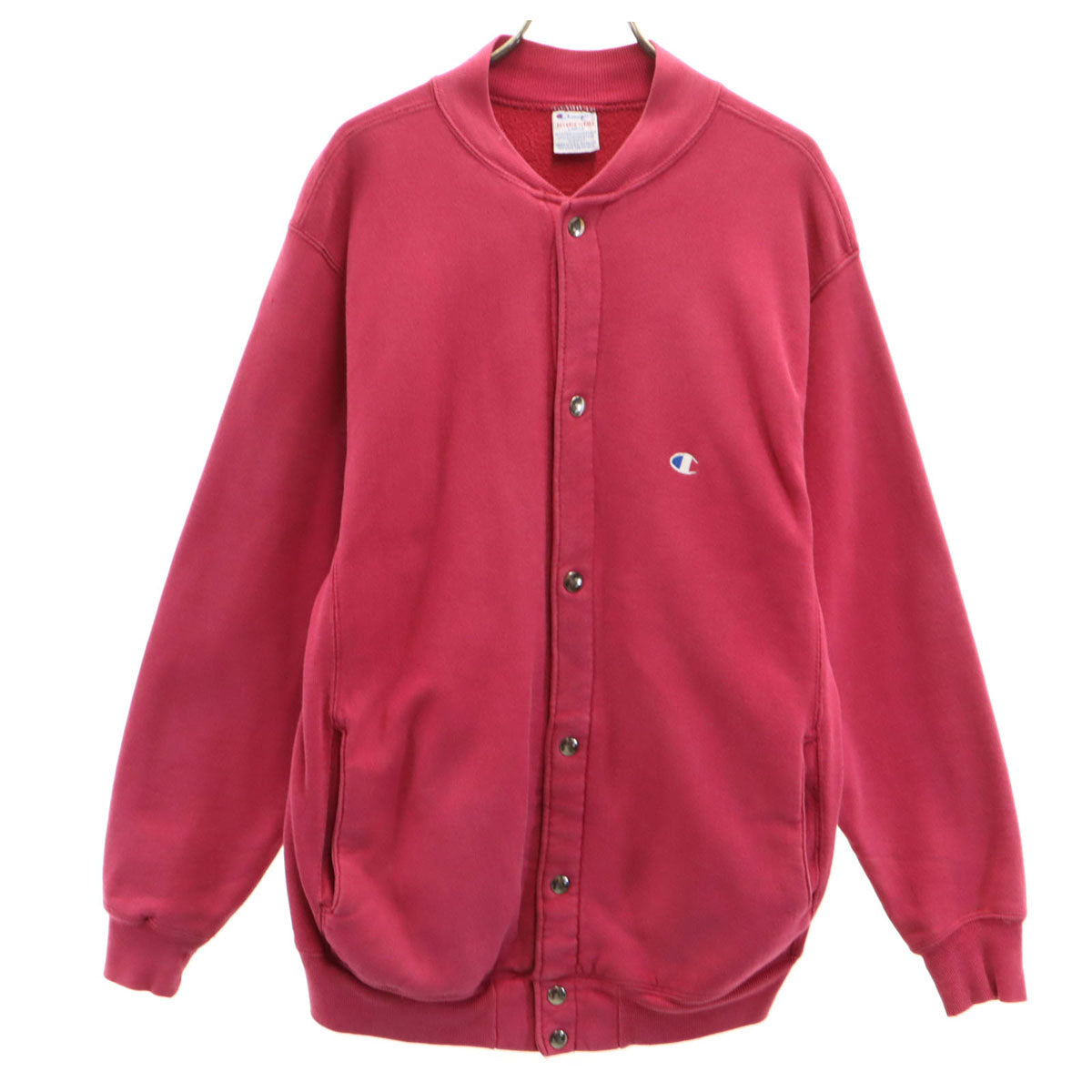 Champion チャンピオン 90s USA製 オールド 刺繍タグ リバースウィーブ スウェット ベースボール ジャケット L マゼンタ系 裏起毛 メンズ