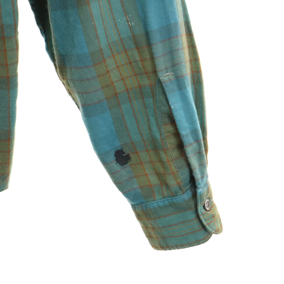 ARROW アロー 60s ヴィンテージ 開襟 チェック柄 長袖 オープンカラーシャツ S 青緑系 メンズ