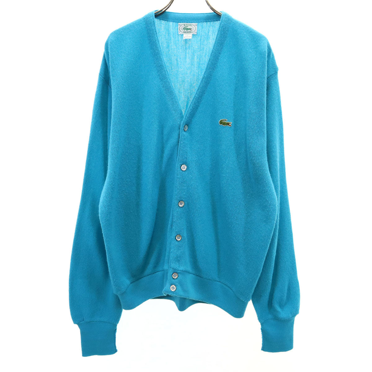 LACOSTE ラコステ 90s USA製 オールド 長袖 Vネック カーディガン L グリーン系 メンズ