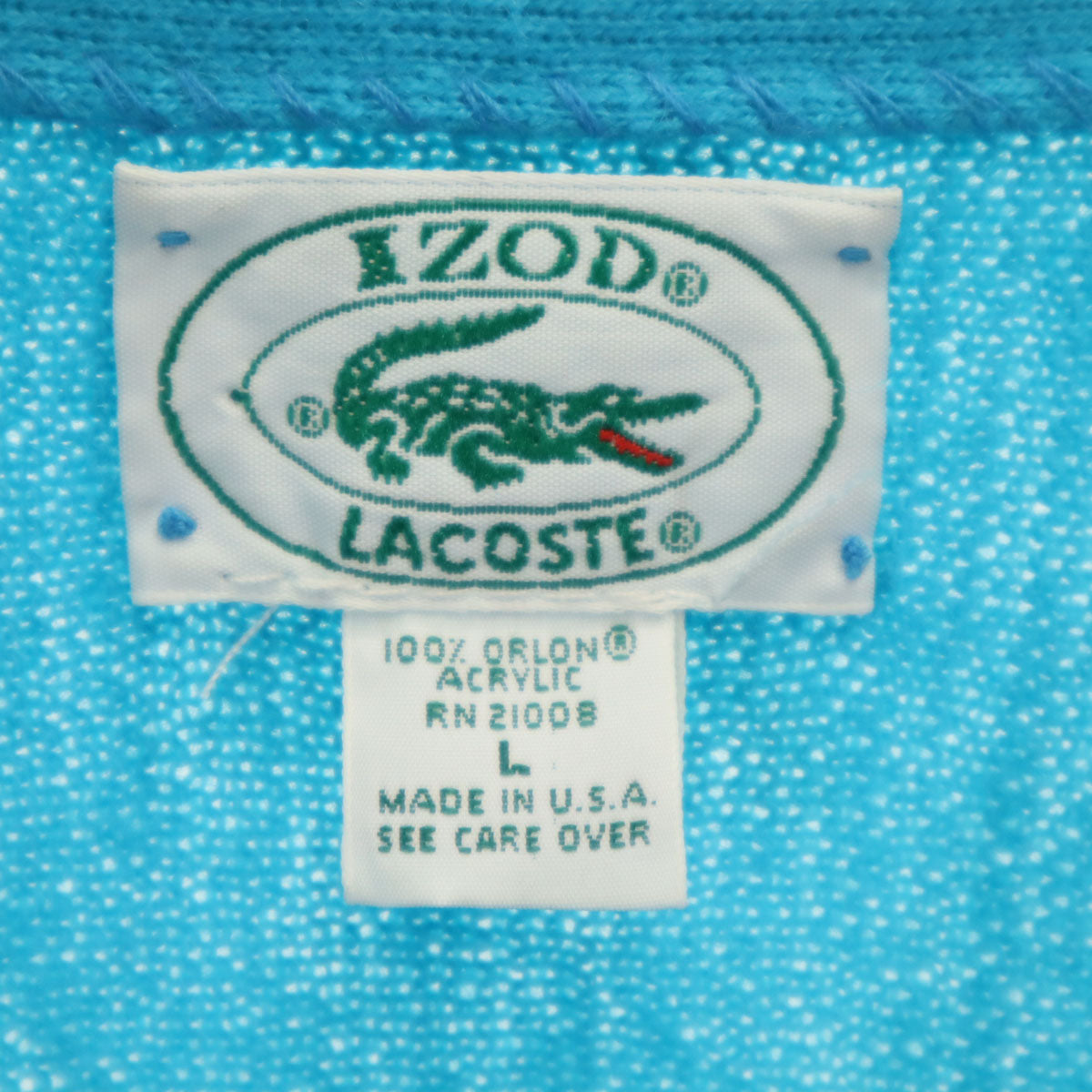 LACOSTE ラコステ 90s USA製 オールド 長袖 Vネック カーディガン L グリーン系 メンズ