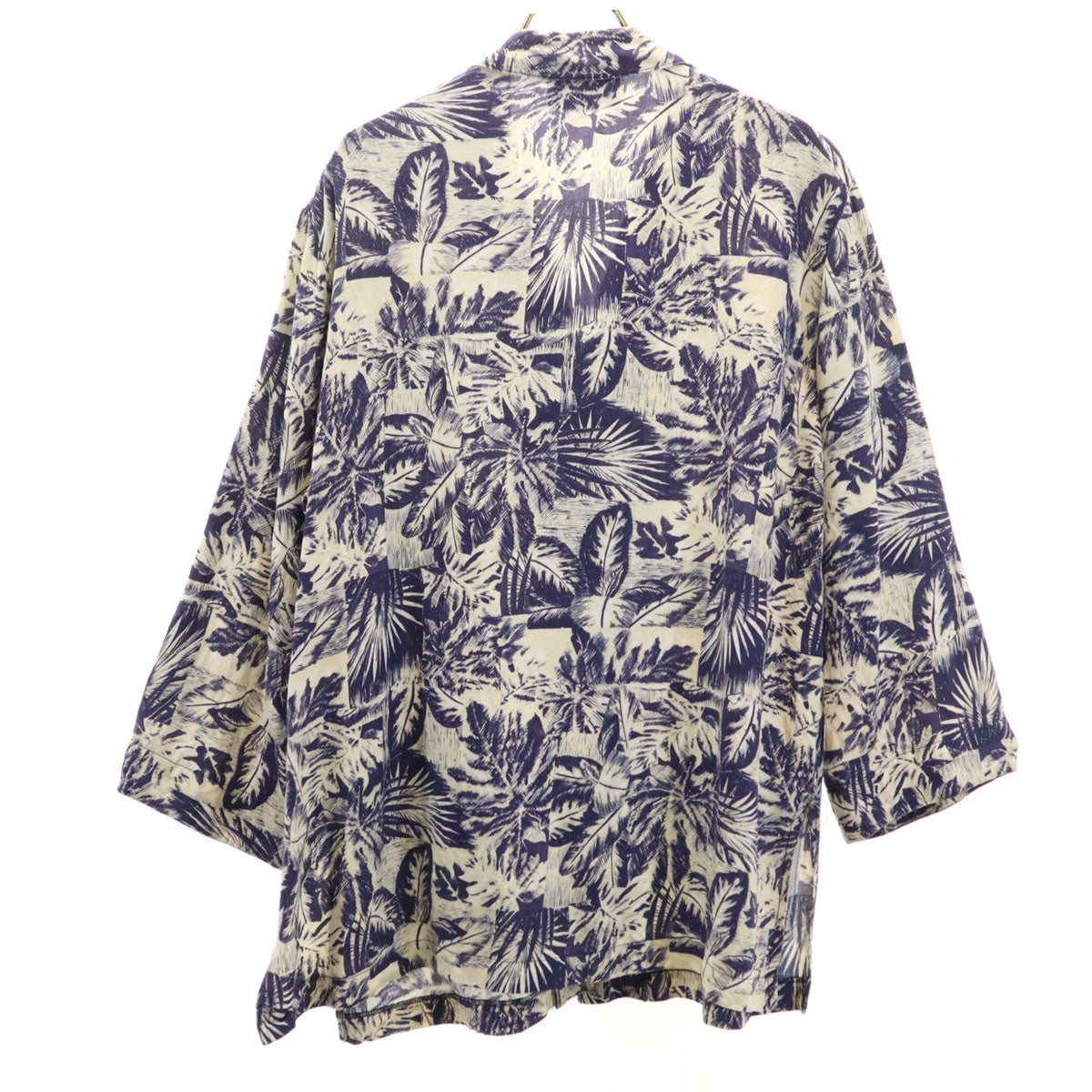 Carol Anderson Collection キャロルアンダーソンコレクション 80s 90s オールド 長袖アロハ 総柄 長袖 アロハ ジャケット ネイビー系 レディース