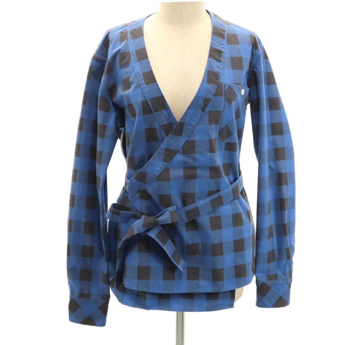 TAKAHIRO MIYASHITA The SoloIst. タカヒロミヤシタザソロイスト 17ss 日本製 チェック柄 長袖 タングルドアップ シャツ 44 ブルー 羽織り PRIMALOFT メンズ