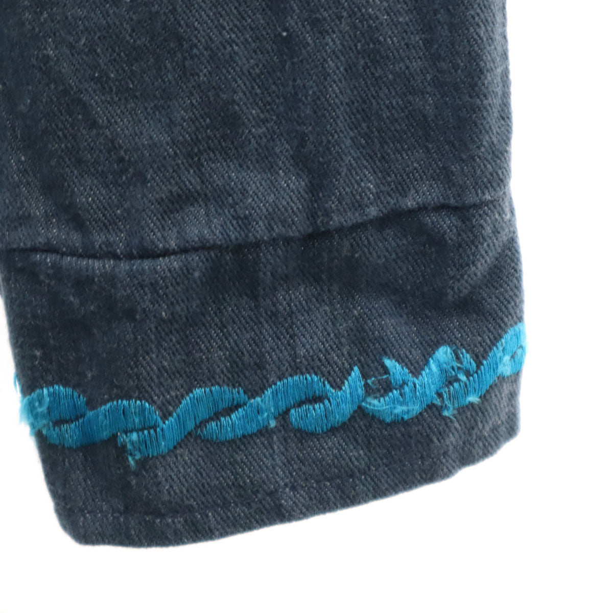 80s 90s オールド 花刺繍 シャツジャケット 40 ネイビー メンズ