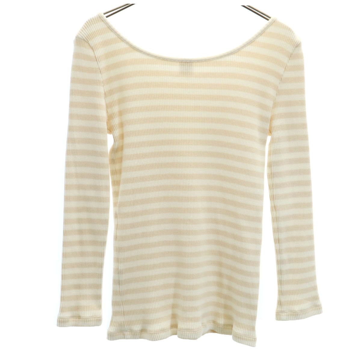 Ron Herman ロンハーマン 日本製 ボーダー柄 長袖 リブ ニット XS ペールオレンジ レディース