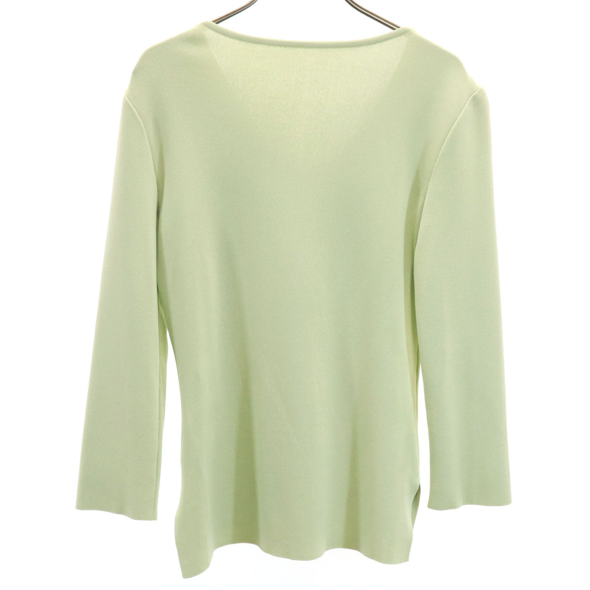 FOXEY フォクシー 日本製 7分袖 Vネック カットソー 38 黄緑系 トップス レディース