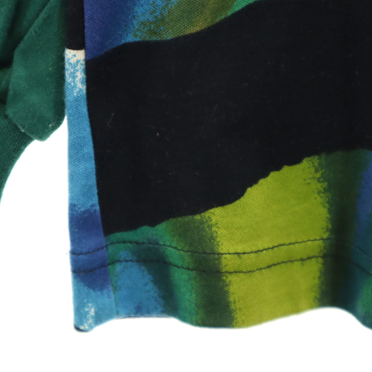 KENZO JEANS ケンゾージーンズ 90s 日本製 オールド 北斎タグ 総柄 7分袖 モックネック カットソー F ブルー系 トップス レディース