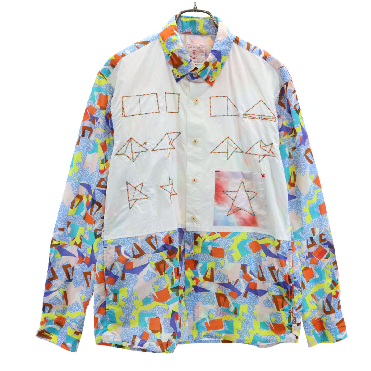 KAWATANI SHIRT 河谷シャツ 幾何学柄 長袖 ボタンダウンシャツ M マルチ メンズ