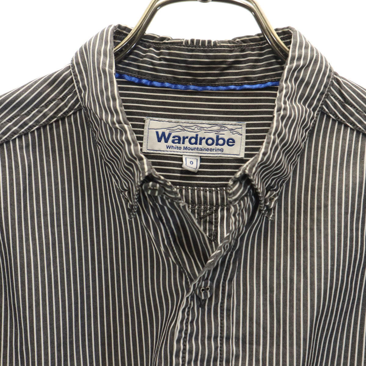 White Mountaineering Wardrobe ホワイトマウンテニアリング ワードローブ 12ss 日本製 ストライプ柄 長袖 ボタンダウンシャツ 0 チャコールブラック メンズ