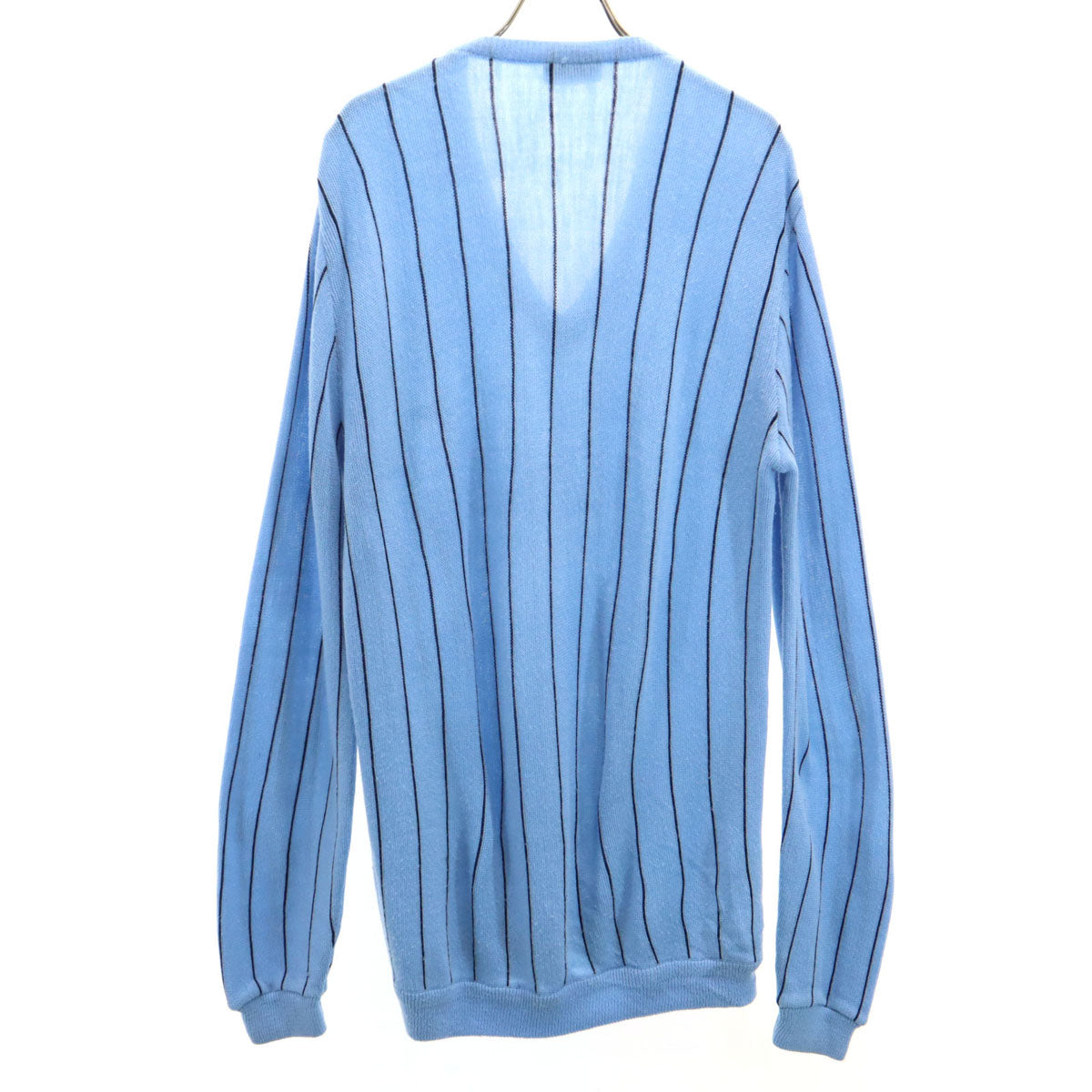 CHEMISE LACOSTE シュミーズラコステ 70s ヴィンテージ フランス製 ストライプ 長袖 Vネック セーター L ブルー系 ニット メンズ